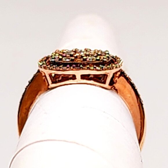 Natural Champagne Diamond ring in 14k Rose Gold vermeil over 925 SS 1.00tcw sz 8 - Picture 5 of 5